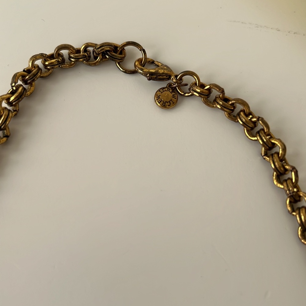 J Crew Statement Double Loop Gold Chain Salmon Pi… - image 4